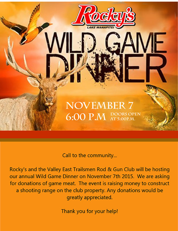 Wild Game Dinner 2015 Call for meat