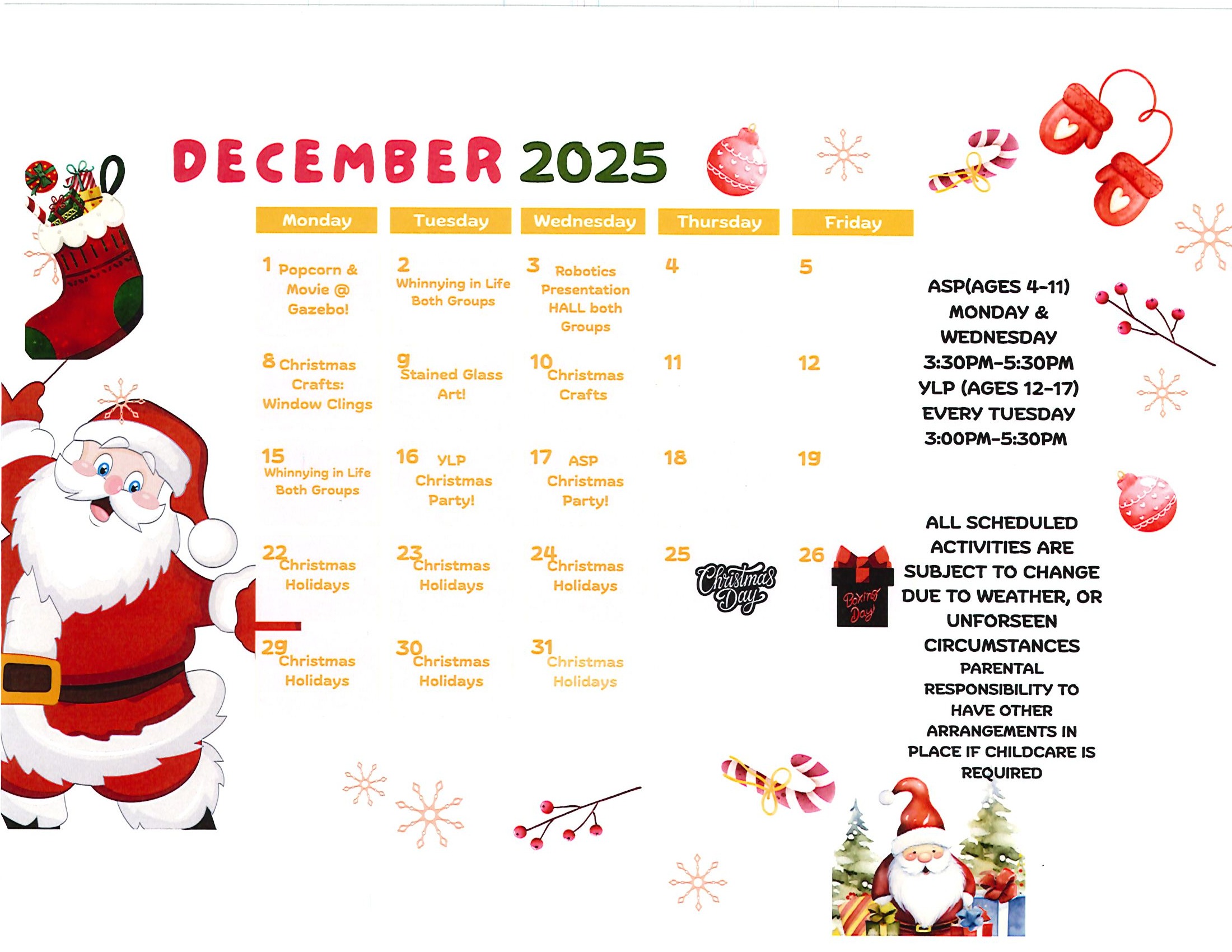education december calendar aspylp
