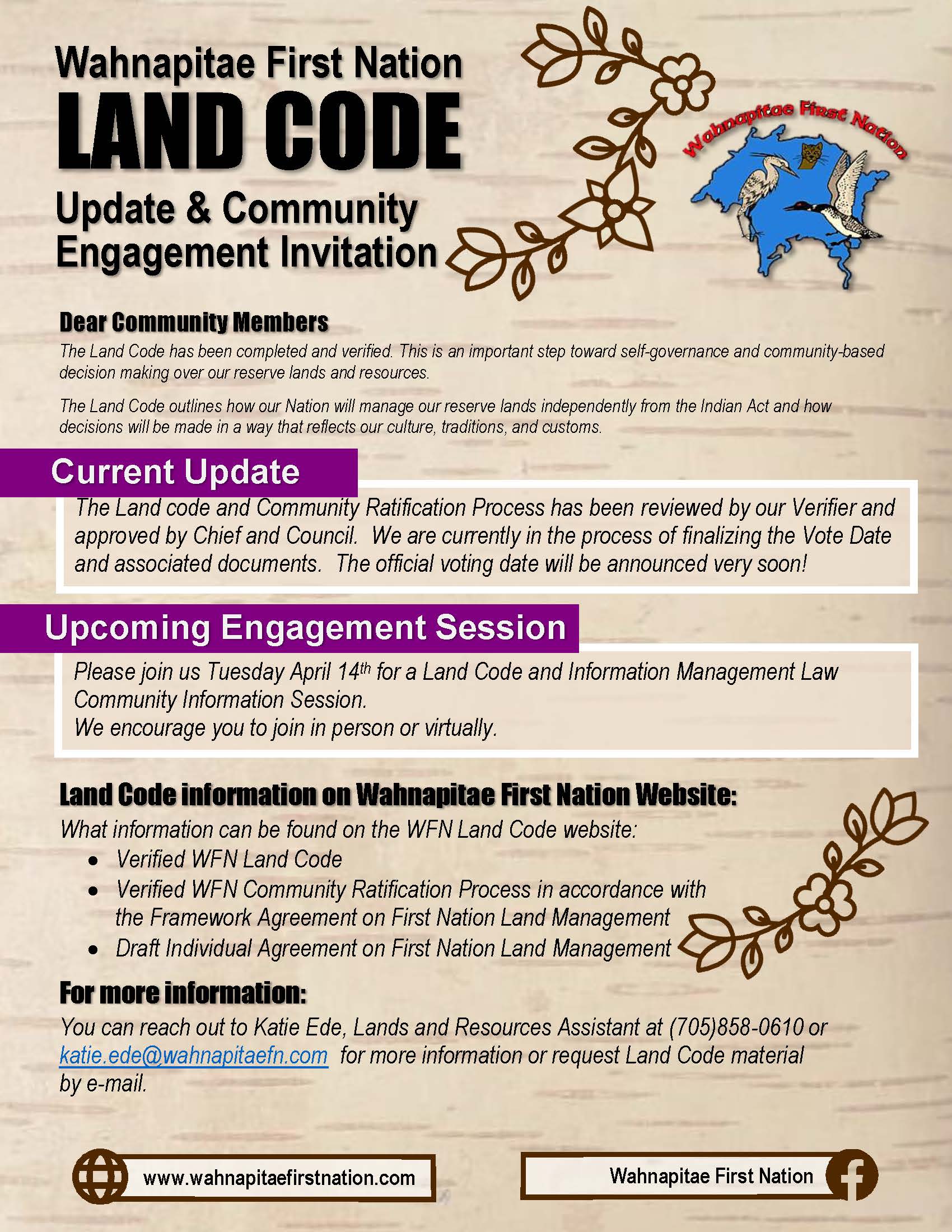 lands Wahnapitae Update Feedback Sheet July 2025
