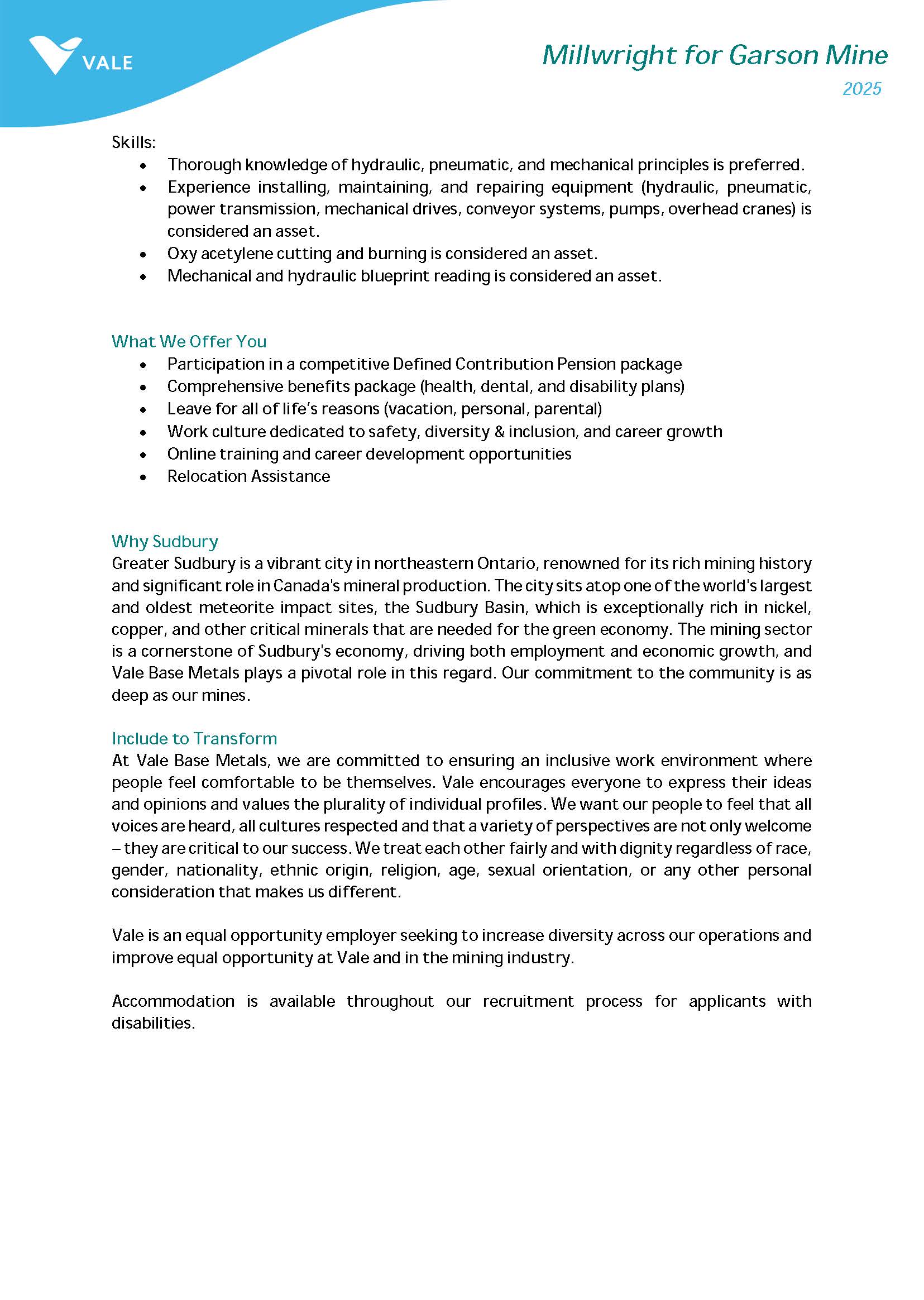 Job Posting Millwright Garson Page 2