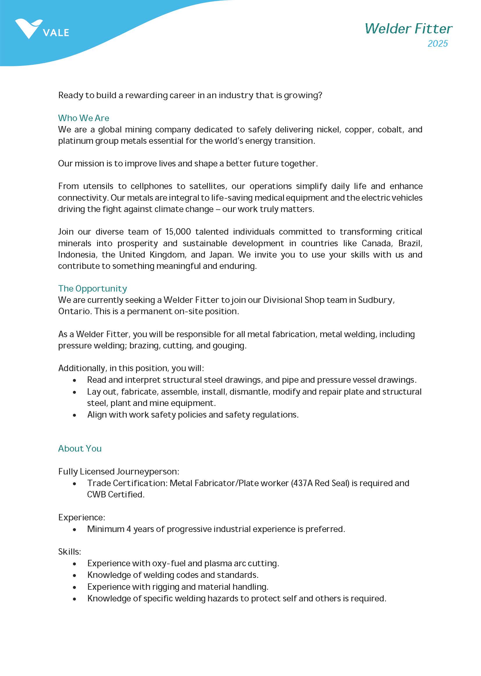 Job Posting Welder Fitter Page 1