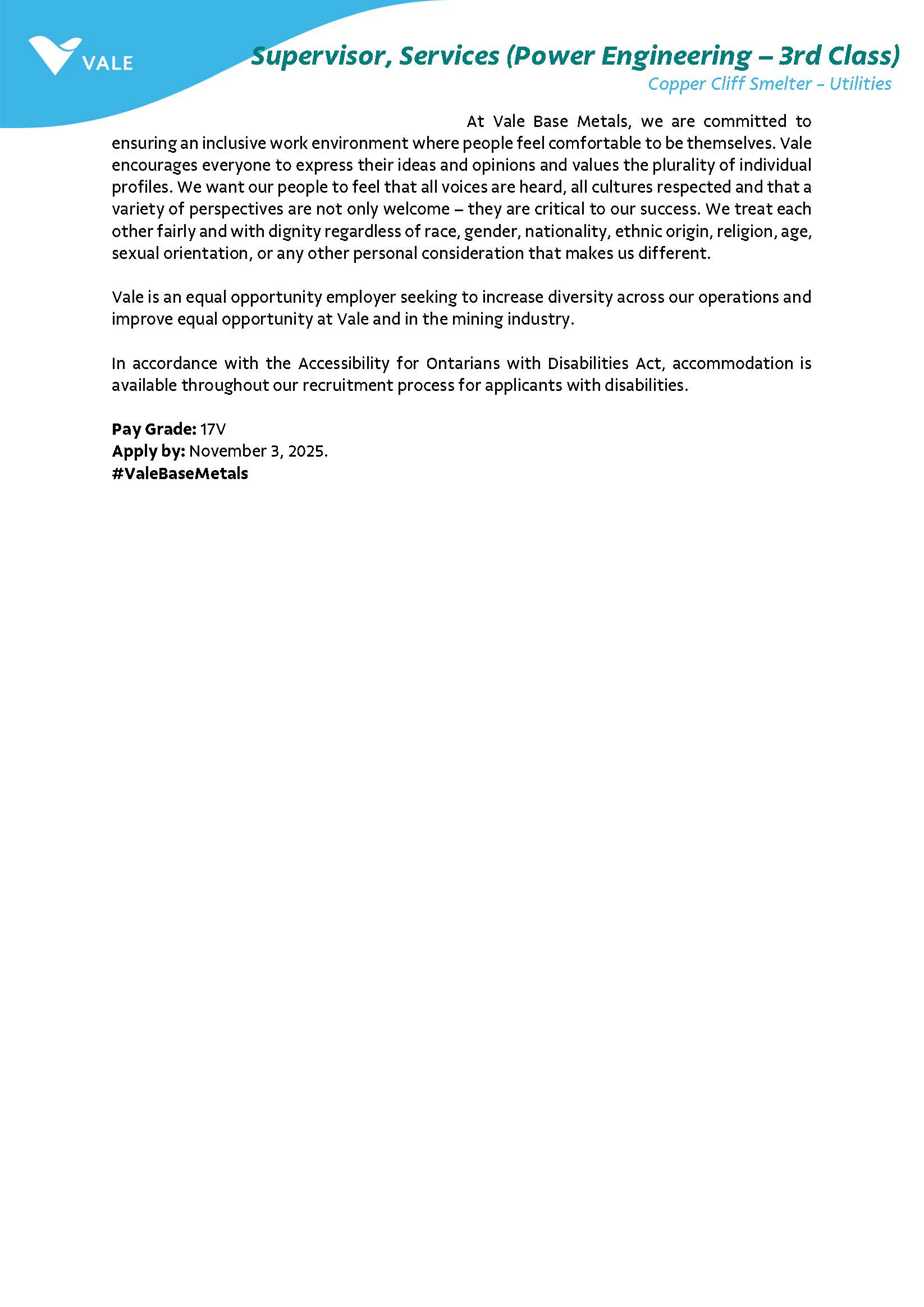 Supervisor Services Smelter Job Posting Page 3