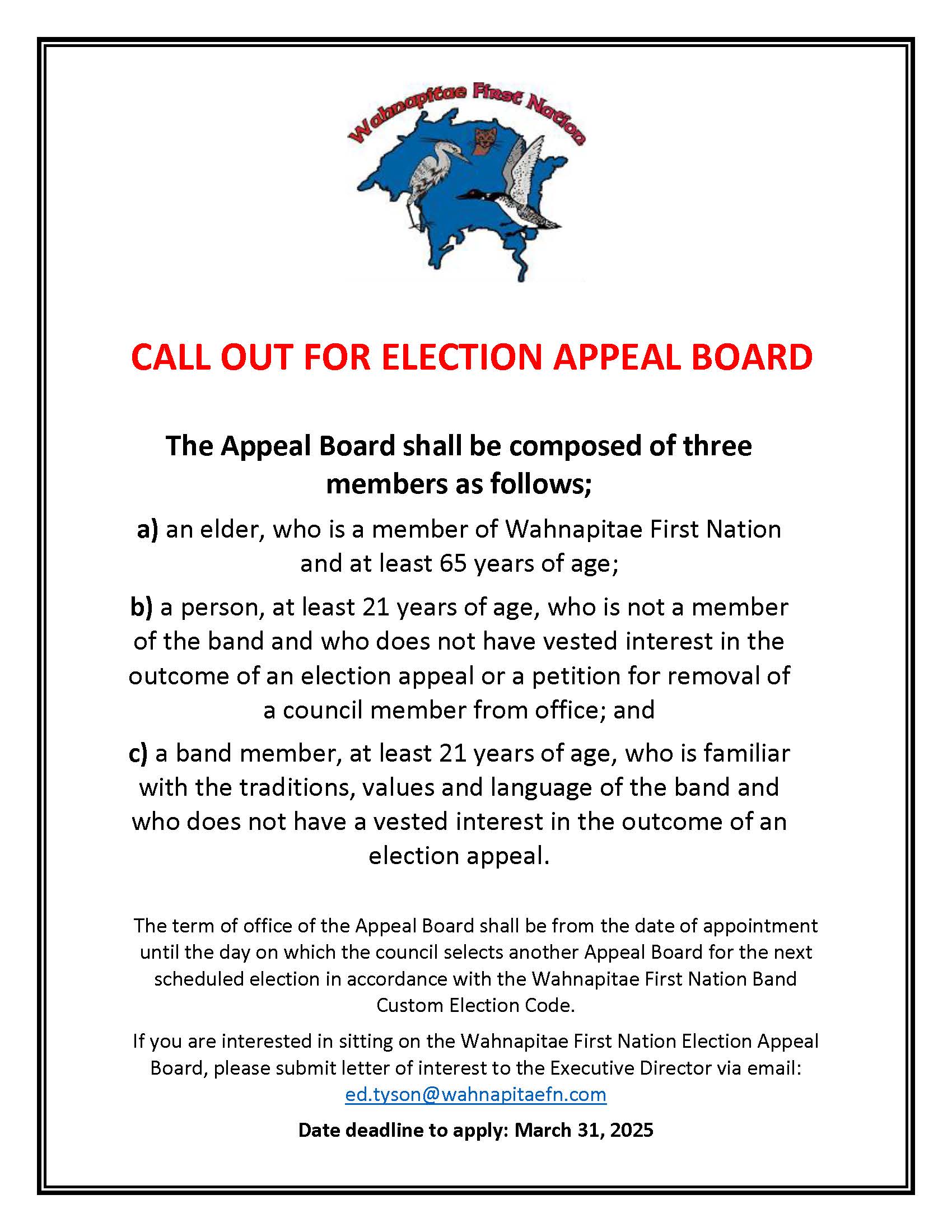 Election Appeal Board Call out 2025