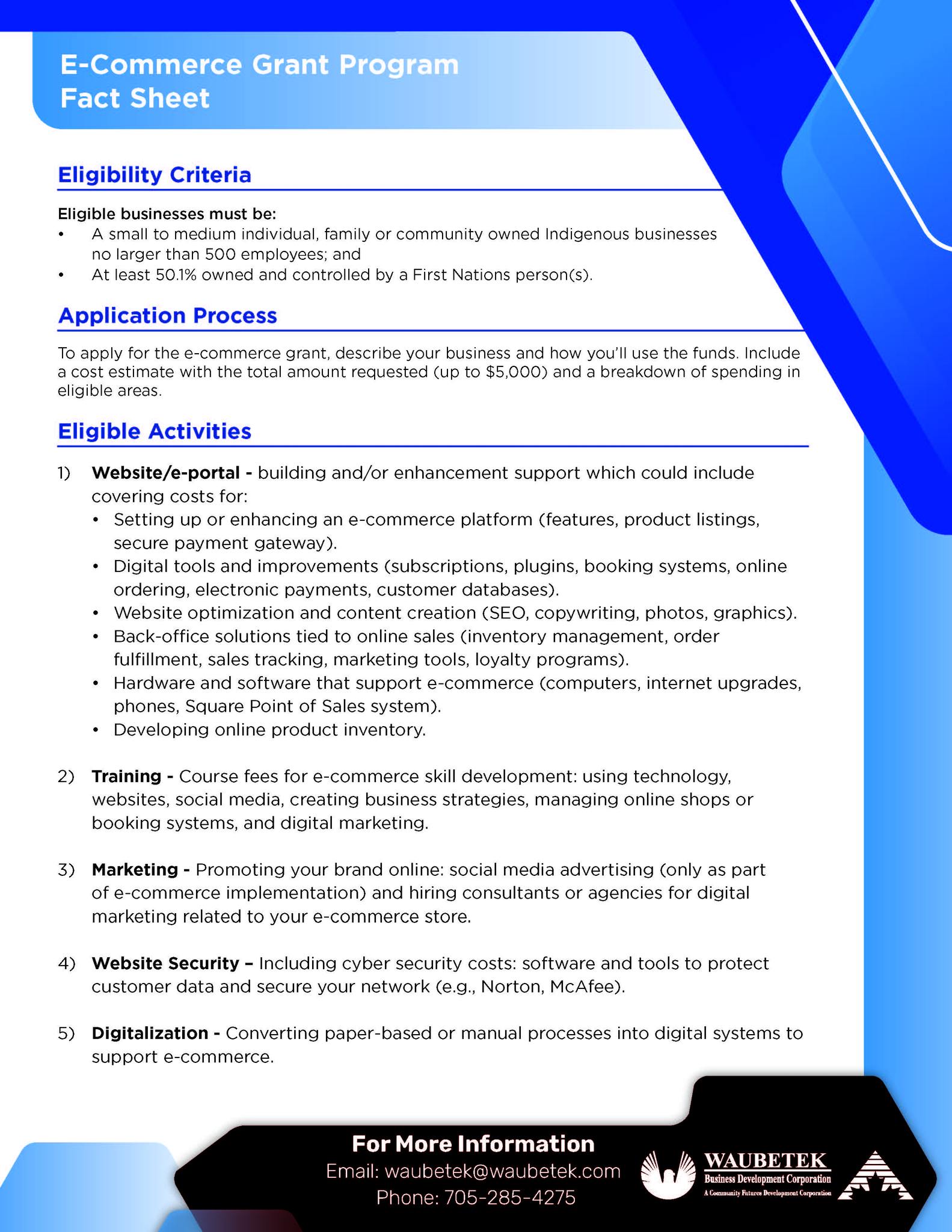 WAUBETEK - E-Commerce Grant Program